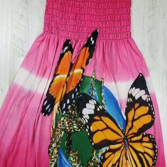 NWT Si Rou Smocked Pink Ombre Butterfly Mini Sundress Women's Size Medium - Picture 3 of 8